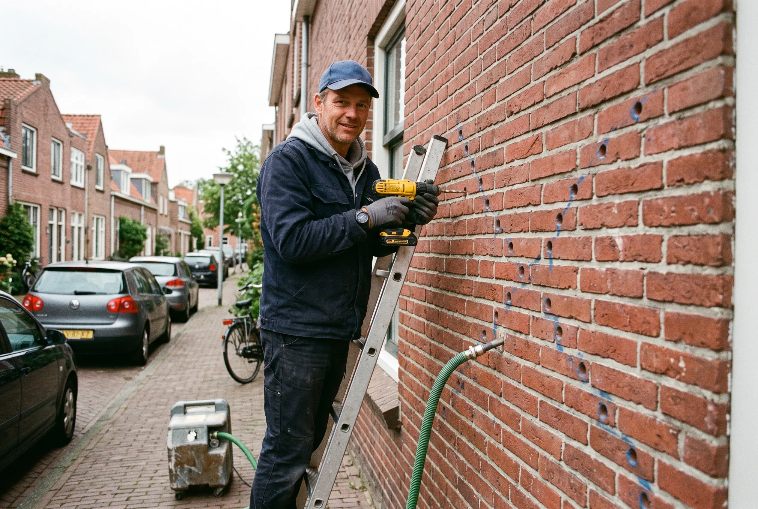 Spouwmuurisolatie aangebracht in de buitengevel, uitgevoerd door Huisklimaat
